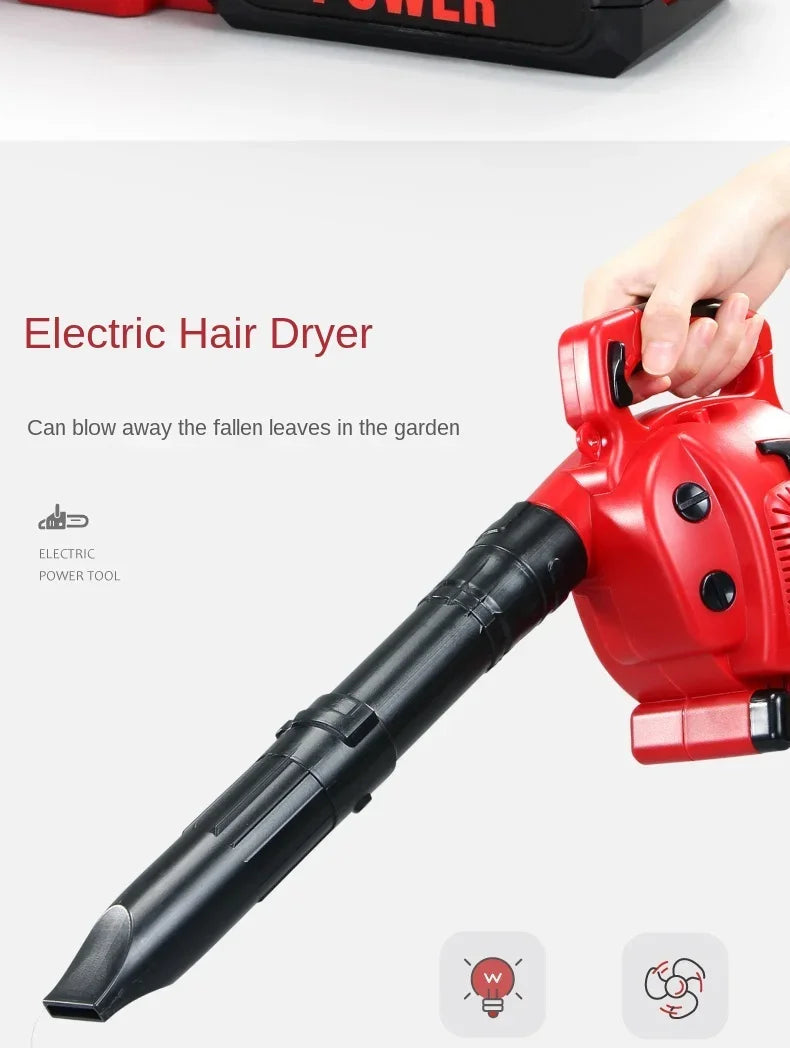 Children Electric Toolbox Pretend Play Toys Baby Simulation Tools Repair Lawn Mower Saw Hair Dryer Toy Maintenance Tool for kid Good Vibrations