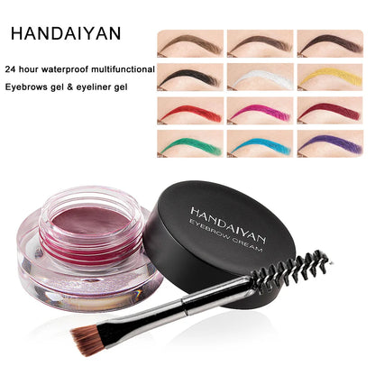 HANDAIYAN 12 Color Waterproof Eyebrow Cream Professional Eyeliner Eyebrow Gel High Brow Tint Black Eye Brow Makeup Tools Good Vibrations