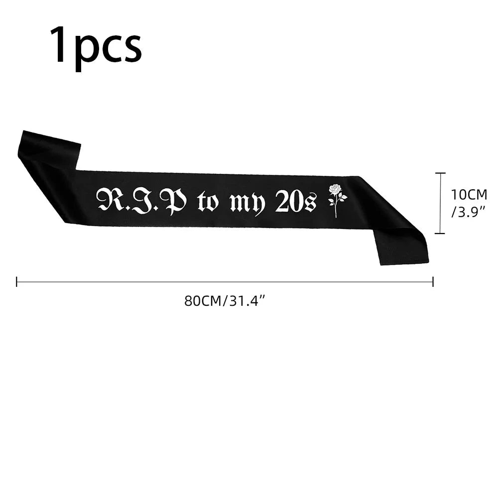 Black 30th Birthday Decorations Women or Men Death to My Twenties Banner Number 30 Balloons Rip to My Bitrthay Decorations Good Vibrations