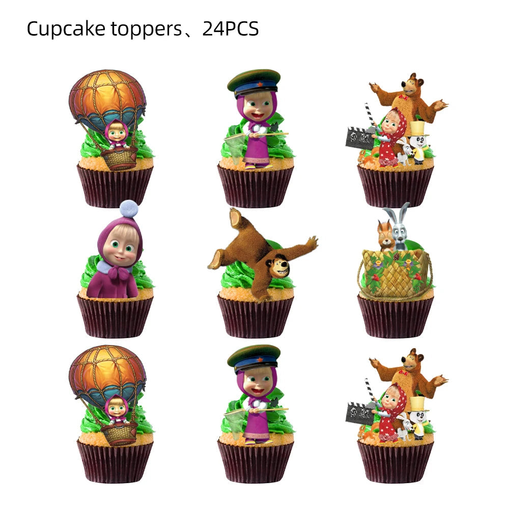 Girl and the Bear Birthday Decorations Disposable Tableware Tablecloth Cup Plate Napkin Balloons Baby Shower kids Party Favors Good Vibrations