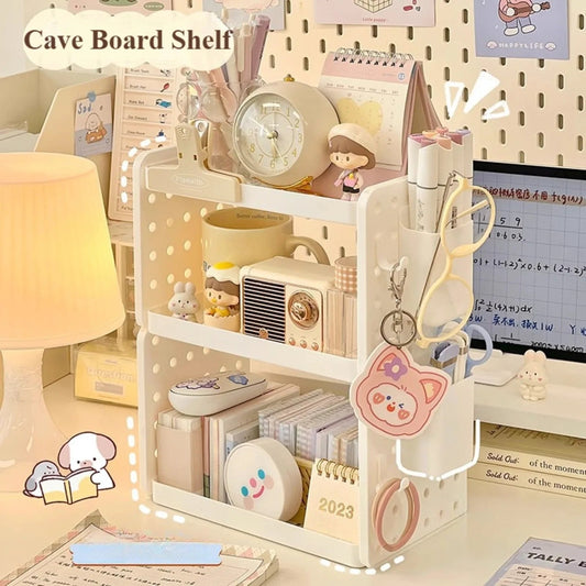 Multi-functional 3-tier Desktop Organizer, Desktop Shelf, Hole Board, Pen Holder Office Desk Organizer, Desk Desk Organizer Good Vibrations