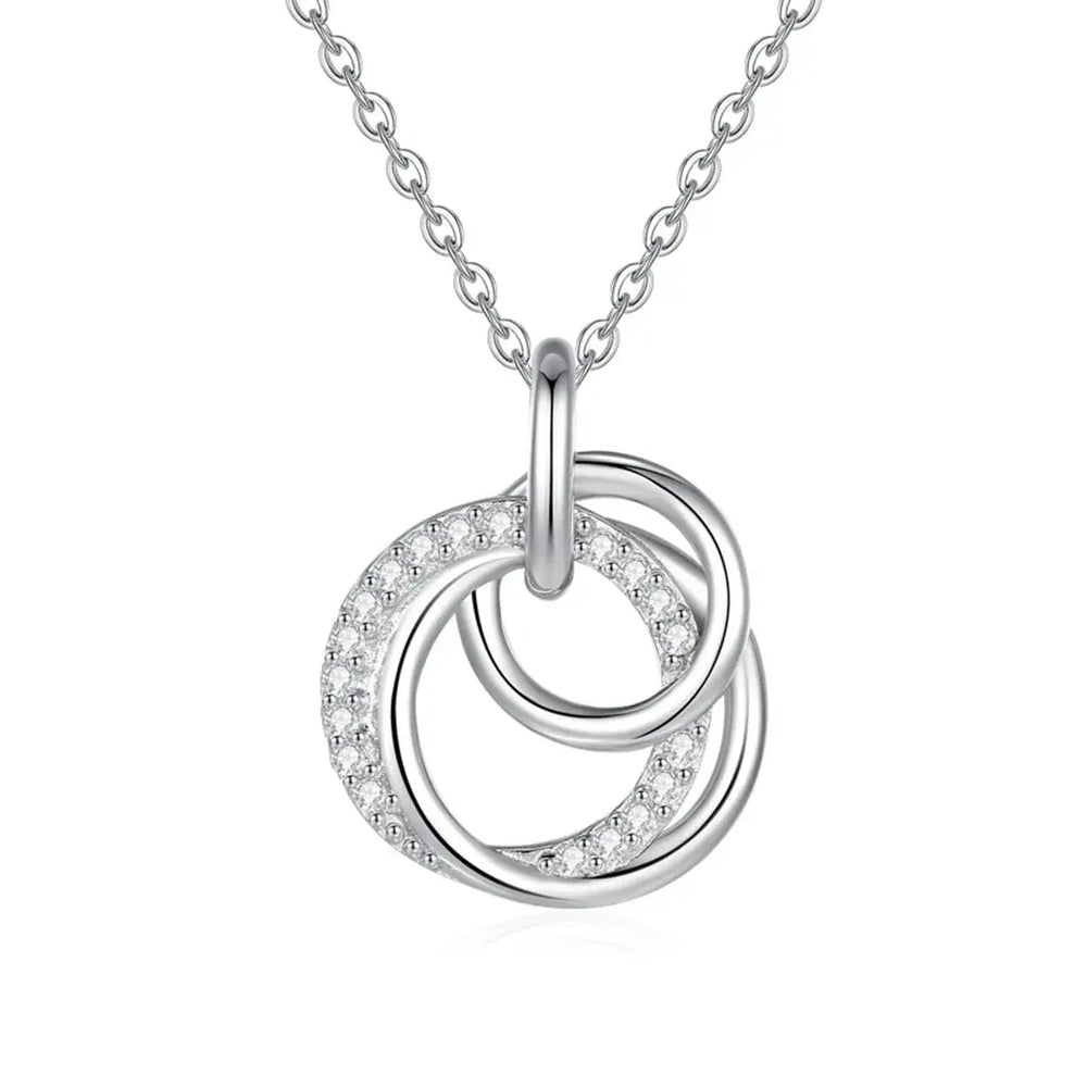 Kaletine Authentic 925 Sterling Silver Family Always Encircled Infinity Necklace with Crystal for Women Jewelry Gift Good Vibrations