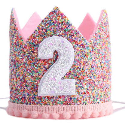 1st Birthday Party Decor Hat Kids 1 2 3 Year Happy Birthday Boy Girl Crown Hat First Happy Birthday Party Baby Shower Decoration Good Vibrations