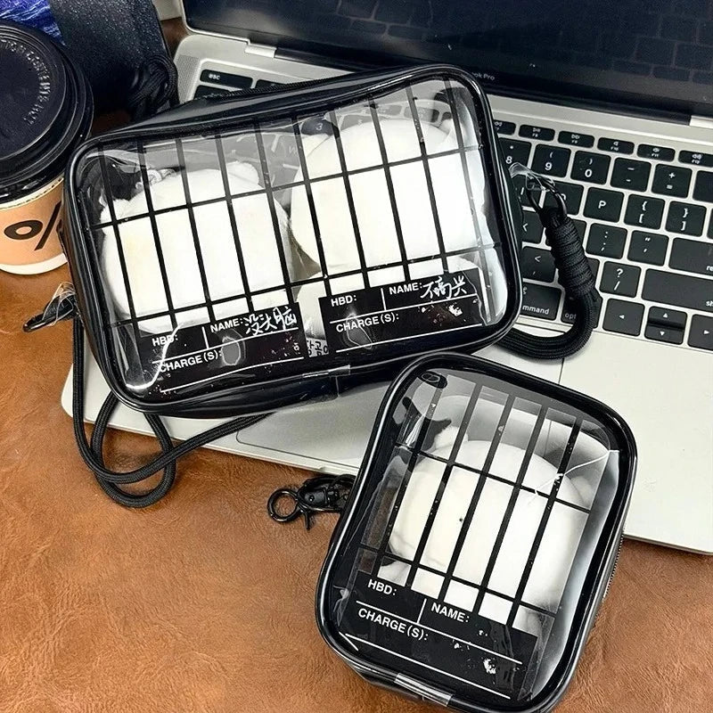 New Fun Creative Prison-themed Itabag Transparent Case For 13cm Doll Portable Clear Keychain Gift Box Collectibles Storage Pouch Good Vibrations