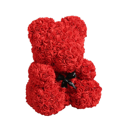 Rose Bear NEW Valentines Day Gifts 25cm Flower Bears Artificial Floral Decorations Mother' DAY Gift For Girlfriend Festival And Good Vibrations