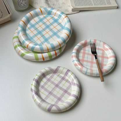 1pcs 6/8Inches Cream Luxury Plate Dish Food Grade Ceramic Snack Cake Plate Household Tableware Ceramic Dishs Table Decorations Good Vibrations