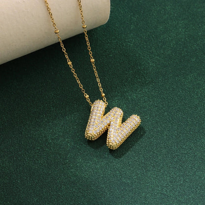 New Luxury Zircon Crystal 26 English Letters Stainless Steel Necklaces For Women Trendy Female Choker Chain Jewelry Wholesale Good Vibrations