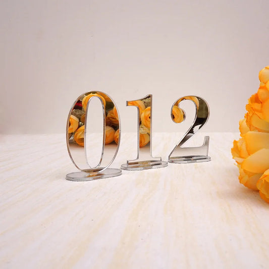 Numbers 1-10/1-20 Base Set Mirror Table Numbers Wedding Birthday Party Table Card Baby Shower Wedding Decoration Number Holder Good Vibrations