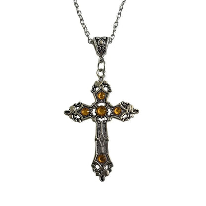 Gothic black ruby cross pendant men's women's for Women, Trendy Layering Pendant Charm Style, Daily Party Gift Evening Wedding Good Vibrations