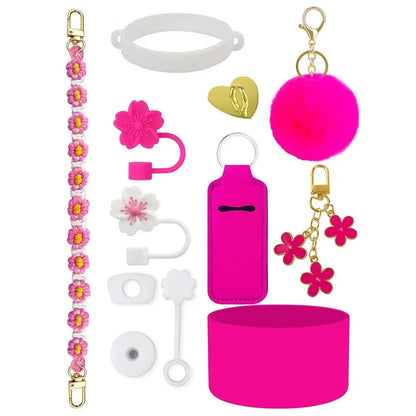 12PCS Accessories for Stanley Cup 30/40 oz Tumbler Water Bottle Handle Strap Straw Toppers Keychain Charms Silicone Cup Boot Good Vibrations Adult Super Store