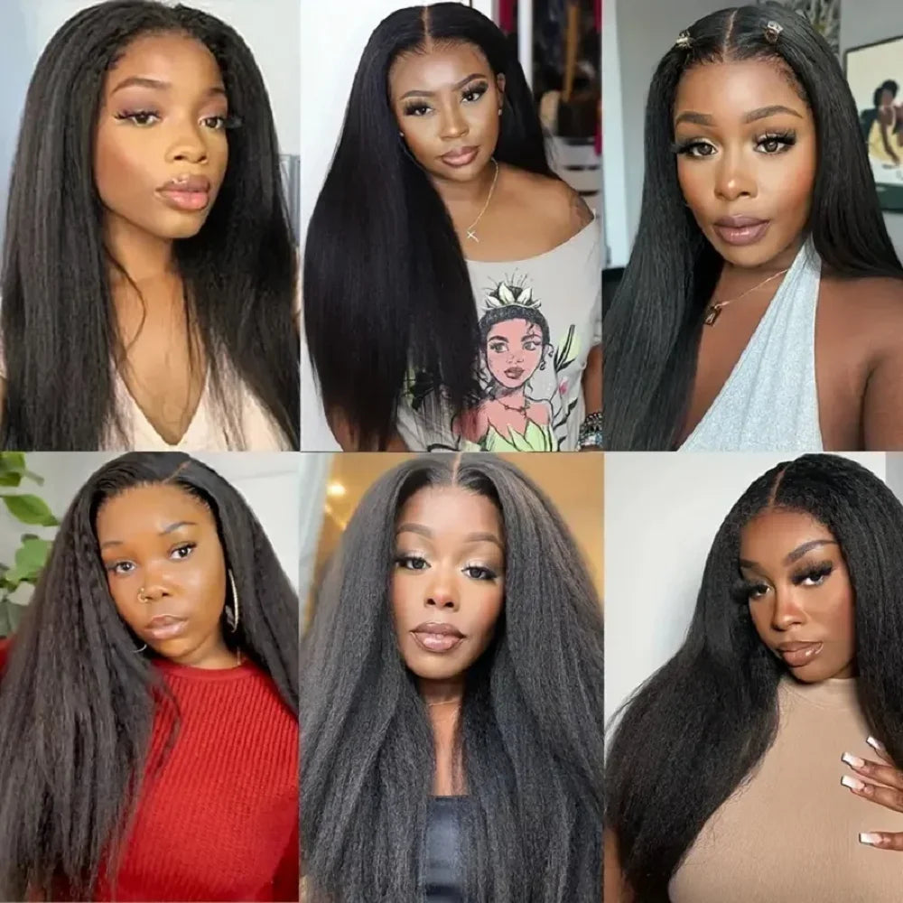 Wear And Go Glueless Wigs Human Hair For Women Kinky Straight Lace Front Wig Pre Cut Lace Beginner Friendly 4x4 Lace Wig Natural Good Vibrations
