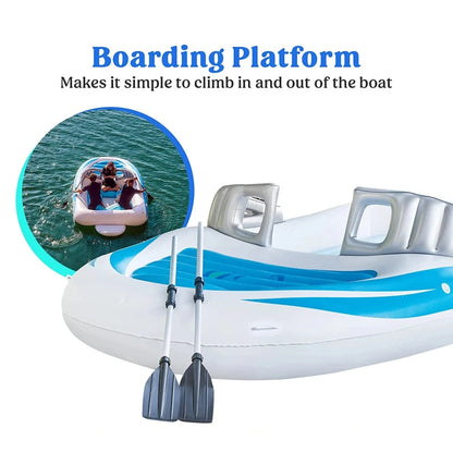 New Inflatable Boat 6 People Inflatable Floating Island Sea Party Inflatable Yacht Thickened PVC Drift Boat Yacht Floating Raft Good Vibrations