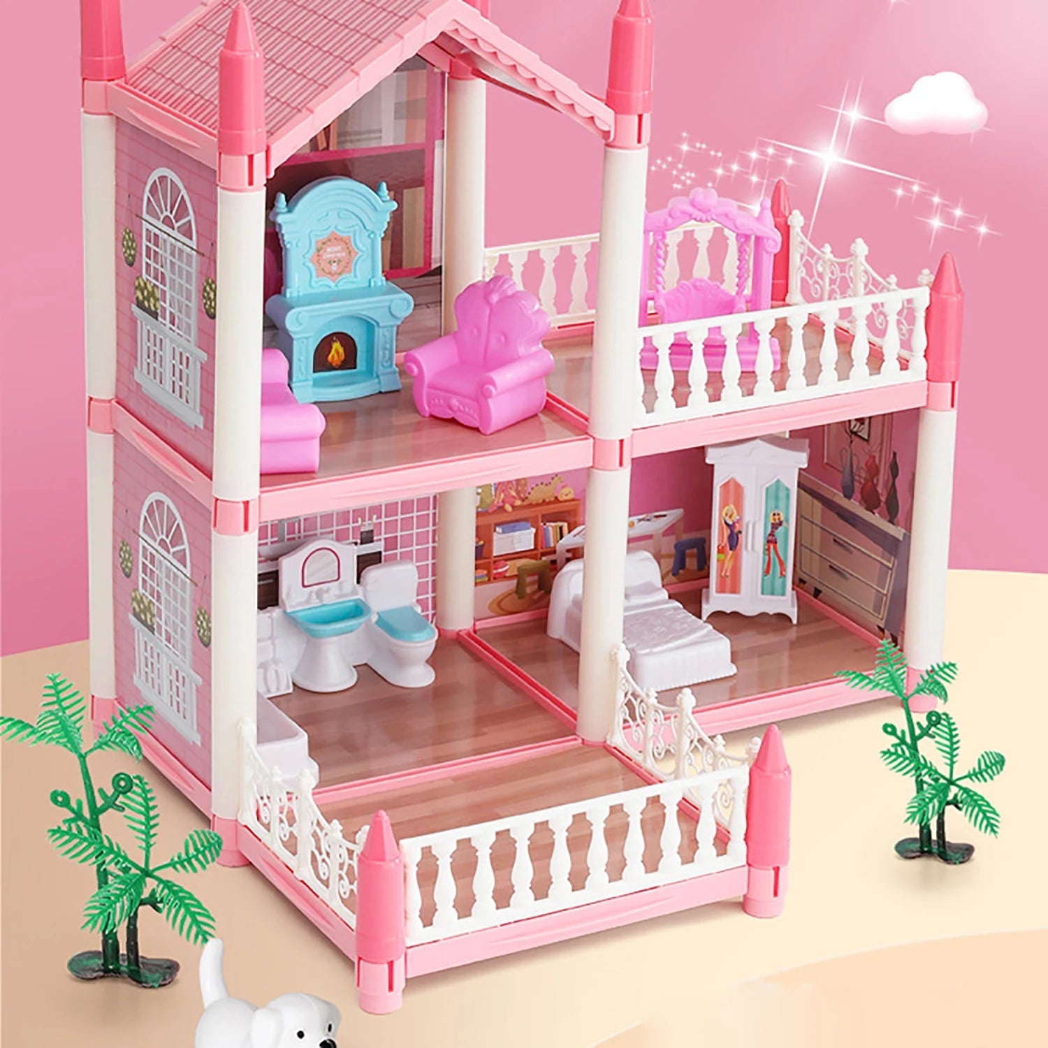 Girl's house, doll house, castle villa, girl's assembled house, home, parent-child interaction Good Vibrations