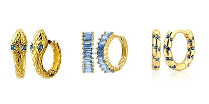 925 Sterling Silver Needle Summer Blue Earrings Trend 18K Gold Hoop Earrings for Women Fashion Puncture Jewelry Ear Accessories Good Vibrations