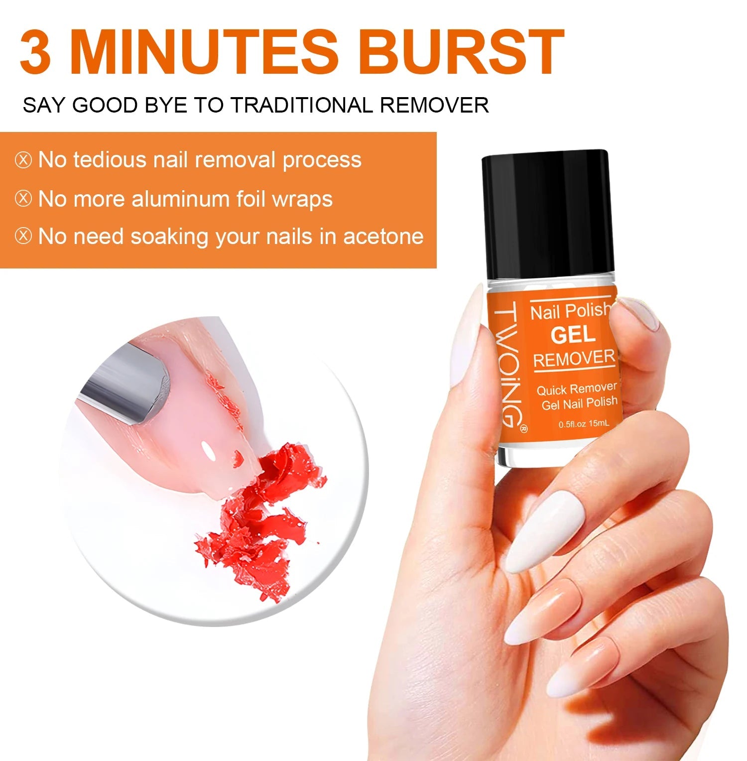 Gel Nail Polish Remover, Quick & Easy Polish Remover In 2-3 Minutes, No Need Soaking Or Wrapping - 0.51oz Good Vibrations