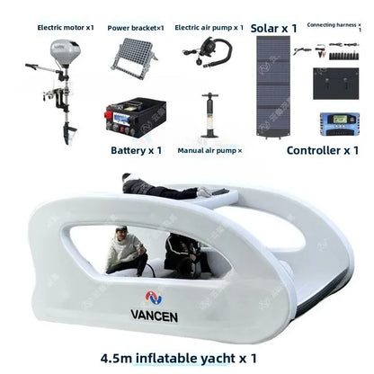 Water Inflatable Yacht Slide Portable Storage Outdoor Yacht Solar Perpetual Motion Machine Floating Bed Luya Hovercraft Good Vibrations