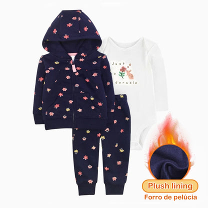 3pcs Baby Clothes Set for Newborns Toddler Girl Boy Clothes Hooded Jacket Trousers + Bodysuits 3pcs Child sets Infant Outfits Good Vibrations