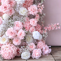 Flores Arificiales Decoration Wedding KT Board Artificial Floral Arrangement Pink White 3pcs/set Flowers Row Decor Props H5.4ft Good Vibrations