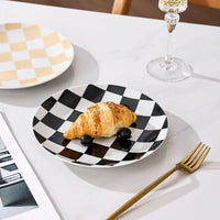 Creative Chess Grid Ceramic Plate Home Dinner Tableware Western Steak Plate Exquisite Bread Dessert Dishes Kitchen Utensils Home Good Vibrations
