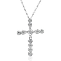 45cm 925 sterling silver Crystal Necklace wedding charms women lady noble Fashion Jewelry Classic Cross nice gift Good Vibrations