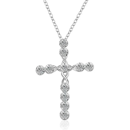45cm 925 sterling silver Crystal Necklace wedding charms women lady noble Fashion Jewelry Classic Cross nice gift Good Vibrations