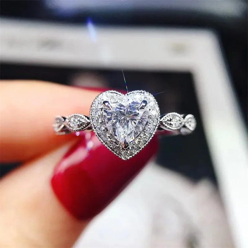 2025 Chic Wedding Rings for Women Aesthetic Female Engagement Accessories Shiny CZ Luxury Bridal Jewelry Trendy  Gift Good Vibrations