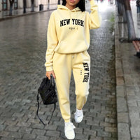 NEW YORK Women's Tracksuit Autumn Winter Hoodies Trousers 2PCS Suit Sports Jogging Street High quality Clothes Women Pants Sets Good Vibrations
