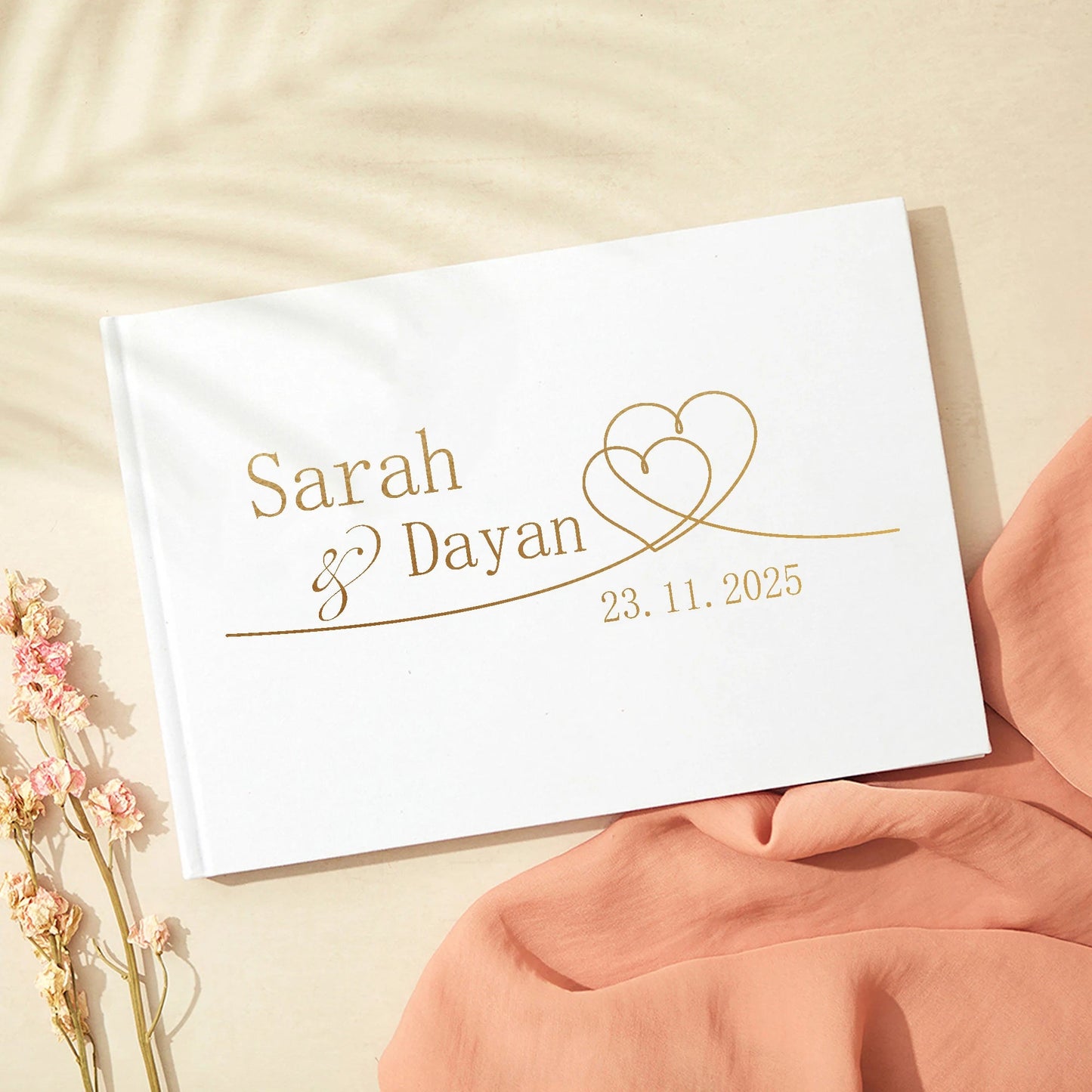 Personalized Guest Book for Wedding Noble Message Photo Album Simple Elegant Horizontal Wedding Reception Signing Book Good Vibrations