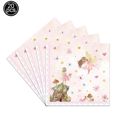 Fairy Party Supplies for Girl Birthday Fairies Enchanted Themed Baby Shower Party Decor Garden Flower Disposable Tableware Decor Good Vibrations
