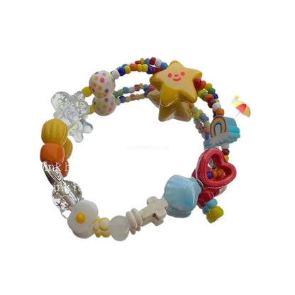 Handmade Colorful Beaded Bracelet Stretch Bracelets Fashion Bangle Elastic Cord Bracelet Statement Jewelry pulseras mujer Good Vibrations