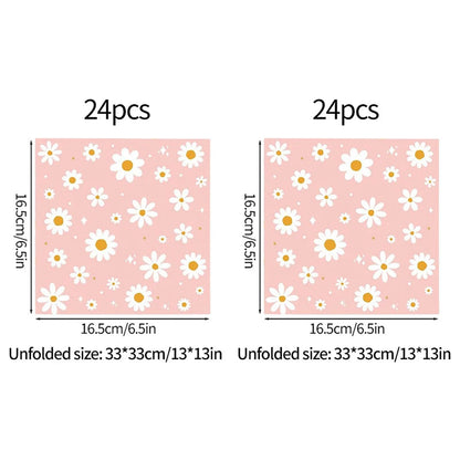 24pcs 7/9inch Pink Daisy Theme Disposable Tableware Flower Plate Napkin Straws Banner Birthday Party Baby Shower Wedding Decor Good Vibrations