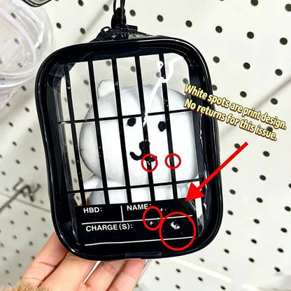 New Fun Creative Prison-themed Itabag Transparent Case For 13cm Doll Portable Clear Keychain Gift Box Collectibles Storage Pouch Good Vibrations