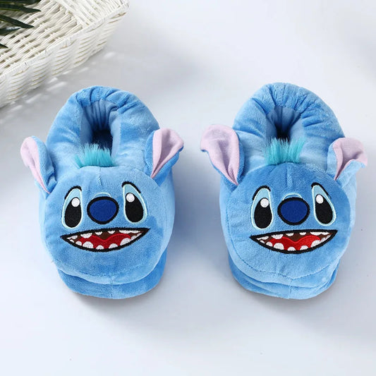 Cartoon Stitch Plush Home Slippers Cute Autumn Winter Cotton Warm Slipper Kids Women Stuffed Doll Indoor Shoes Christmas Gift Good Vibrations