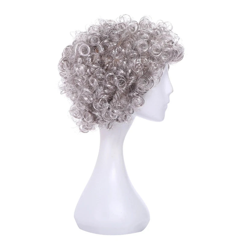 Kids Old Lady Wigs Short Gray Wigs Natural Lookings Halloween Cosplays Party Wigs Granny Costume Grandma Wigs for Girls Good Vibrations