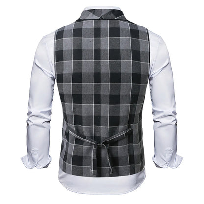 2025 Men's Spring Casual Single Button Suit Vest V Neck New Style  British Men's Suit Vest Waistcoat Formal Business Suit Vest