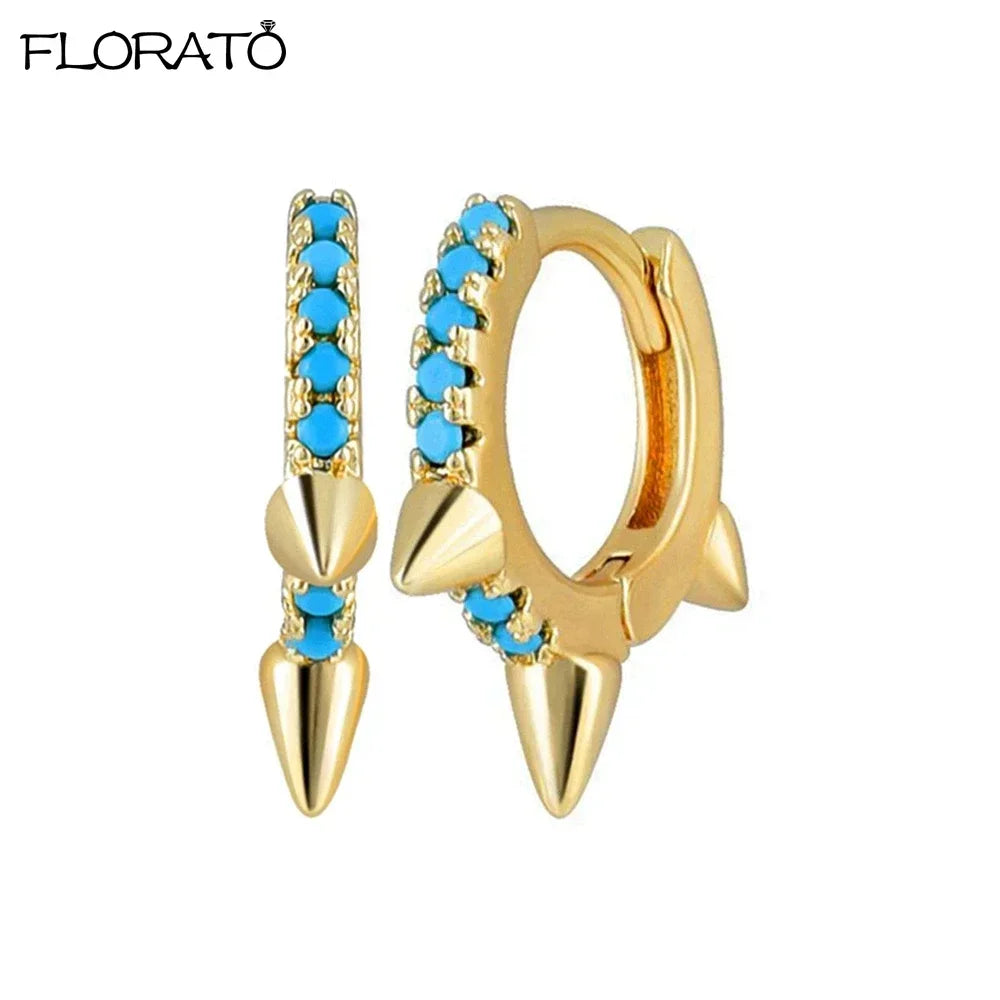 925 Sterling Silver Needle Summer Blue Earrings Trend 18K Gold Hoop Earrings for Women Fashion Puncture Jewelry Ear Accessories Good Vibrations