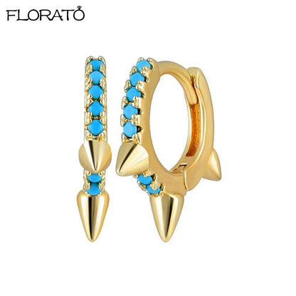 925 Sterling Silver Needle Summer Blue Earrings Trend 18K Gold Hoop Earrings for Women Fashion Puncture Jewelry Ear Accessories Good Vibrations