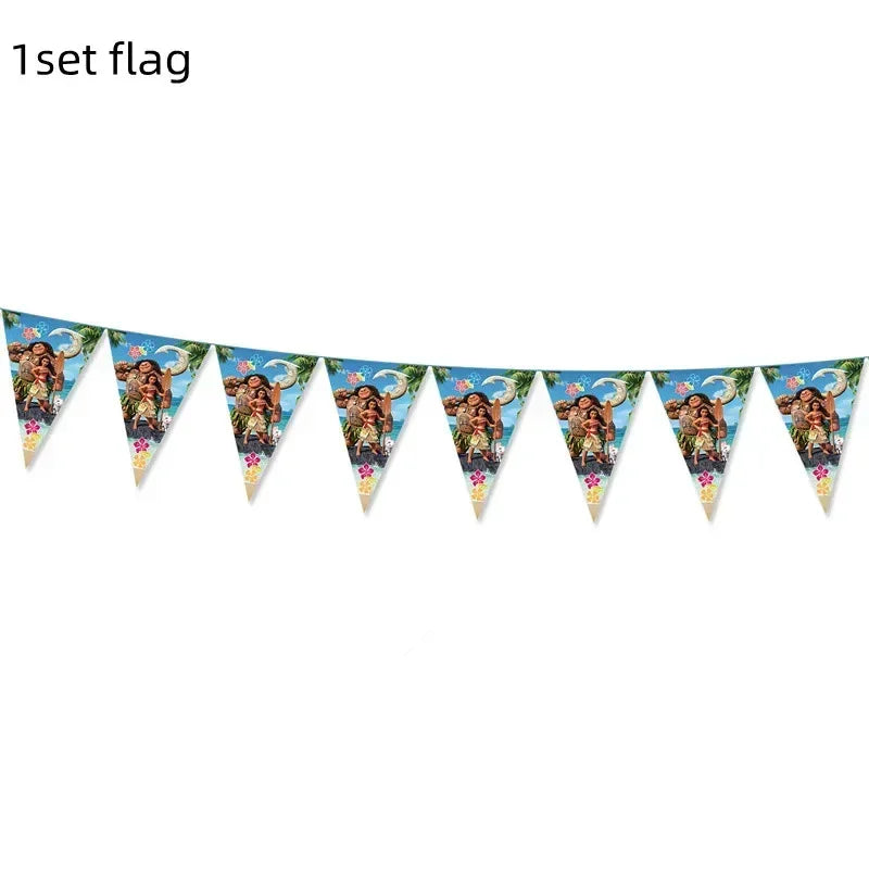 New MINISO Moana Theme Children Birthday Party Disposable Tableware Cup Plate Flag Kids Girls Wedding Party Decoration Supplies Good Vibrations
