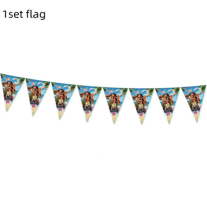 New MINISO Moana Theme Children Birthday Party Disposable Tableware Cup Plate Flag Kids Girls Wedding Party Decoration Supplies Good Vibrations
