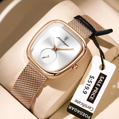 POEDAGAR Luxury Fashion Elegant Ladies Watch Waterproof Watch for Woman Mesh Stainless Steel Quartz Women's Watches Female Reloj Good Vibrations