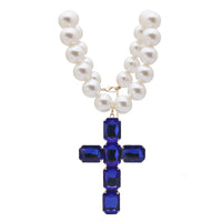 Fashionable and exaggerated large glass cross necklace pendant, luxurious Christmas gift jewelry Good Vibrations