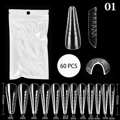 100Pcs/box Full Cover Sculpted Nail Tips Fake Finger Nails Extension Tip Quick Building Mold False Tips For Manicuring Tool Set Good Vibrations