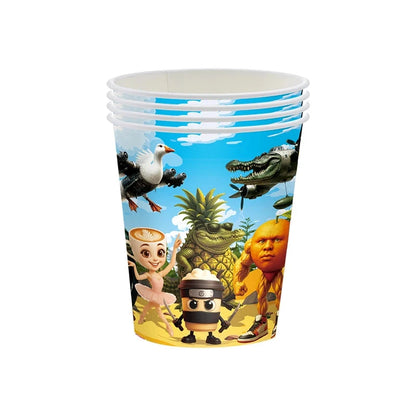 Italian Brainrot Birthday Party Decoration Tung Tung Sahur Tralalelo Tralala Tableware Balloon Cup Plate for Party Favor Supplie Good Vibrations