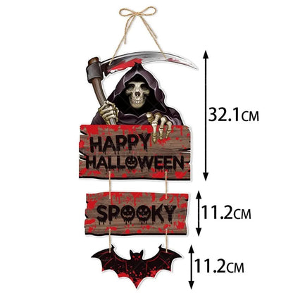 Halloween Party Door Decorations Horror Pumpkin Ghost Bat Hanging Pendent paper Sign for Home Halloween Festival Party Decor Good Vibrations