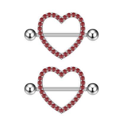 2pcs Both Sides Screwed Heart Nipple Ring for Women Girls 14G Stainless Blue Pink Zircon Sexy Nipple piercing nombril Nipple Bar Good Vibrations
