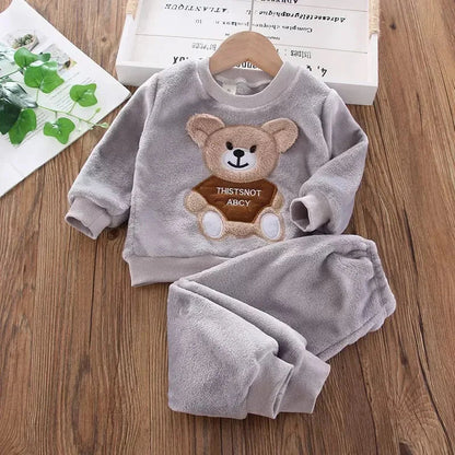 Baby Boys Clothing Set Autumn Winter Cartoon Lion Fleece Thick Hooded Jacket Coat Pants 3Pc Suit for 1-4 Years Kids Warm Outfits Good Vibrations