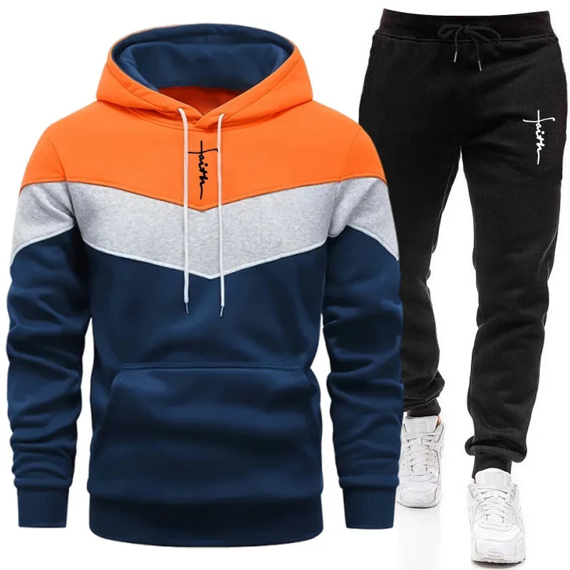 Comfort Casual Sports Autumn Winter Quality Hot Sale Men Tracksuit Fashion Hoodie Tricolor Single Sweatshirt and Pants Daily Man Good Vibrations