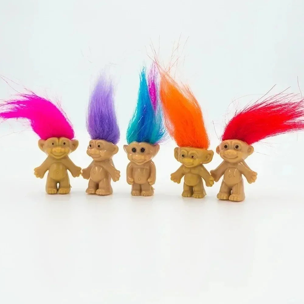 10Pcs/Bag Mini Trolls Dolls Anime Action Figure Colorful Hair Family Members Model Collection Kids Toys for Children's Gift 2025 Good Vibrations