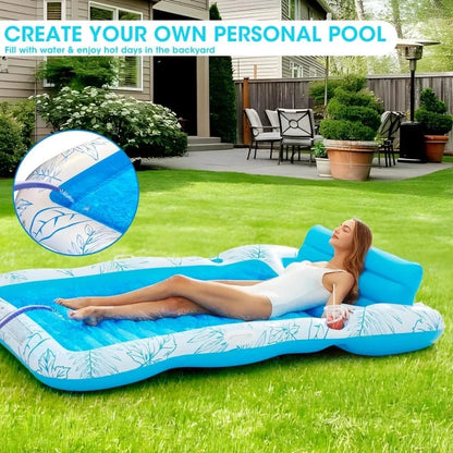 Inflatable Adult Pool Lounger Float - Large Beach Sun Tanning Floaty Raft Sunbathing Water Lounge Floaties Tub with Drink Holder Good Vibrations