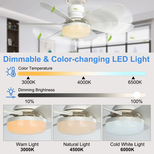 Socket Fan Light With Remote 20.5in Small Ceiling Fan With LED E26 27 Cordless Light Screw Fan For Kitchen Bedroom Small Room Good Vibrations
